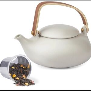 ZENS Cobblestone Ceramic Teapot 800ml White